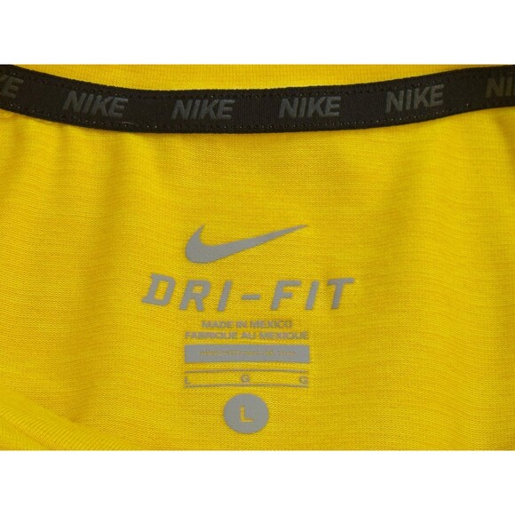 NIKE Dri-Fit Men's Short Sleeve Pull-Over Workout Yellow T-Shirt Large - Picture 4 of 5